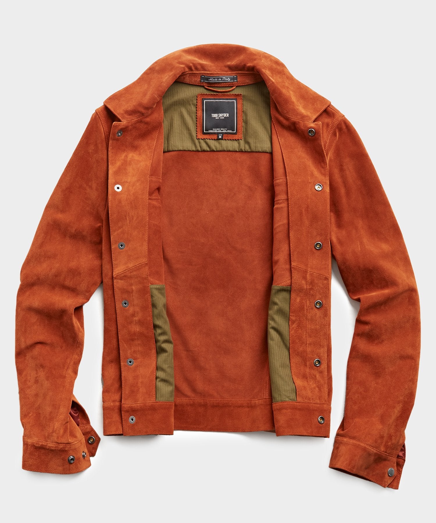 Italian Suede Snap Dylan Jacket in Rust – toddsnydermdjs.com